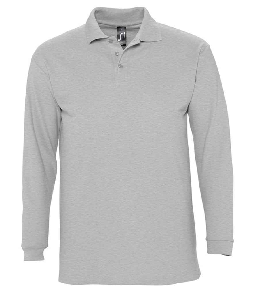 Long Sleeve Polo Shirt - Light Grey