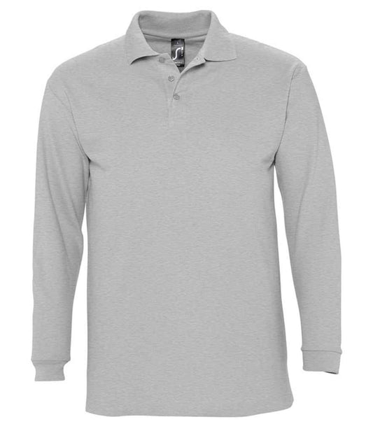 Long Sleeve Polo Shirt - Light Grey