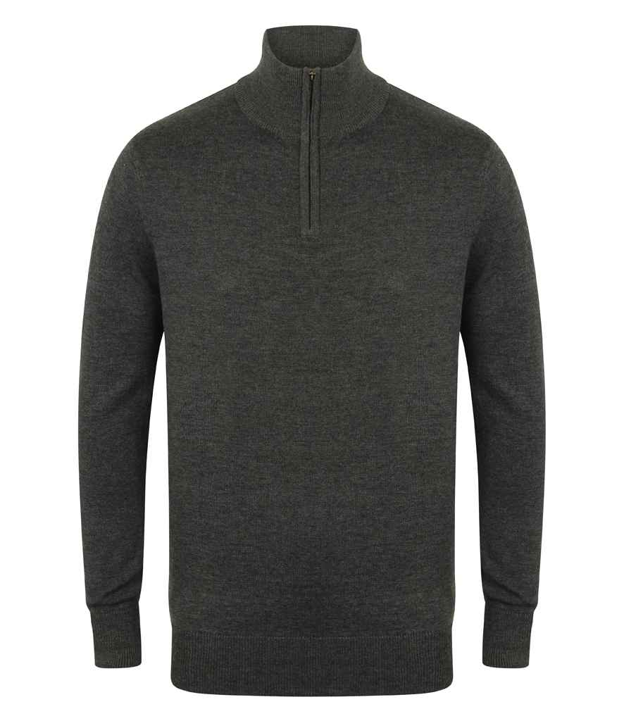 Zip Neck Knitted Sweater - Charcoal Grey