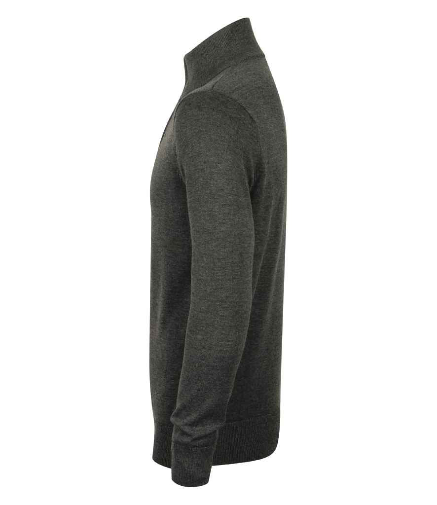 Zip Neck Knitted Sweater - Charcoal Grey