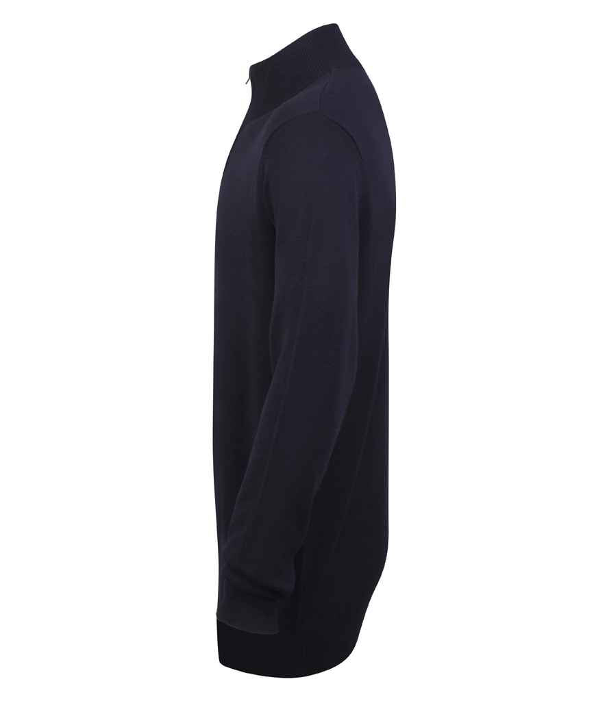 Zip Neck Knitted Sweater - Navy