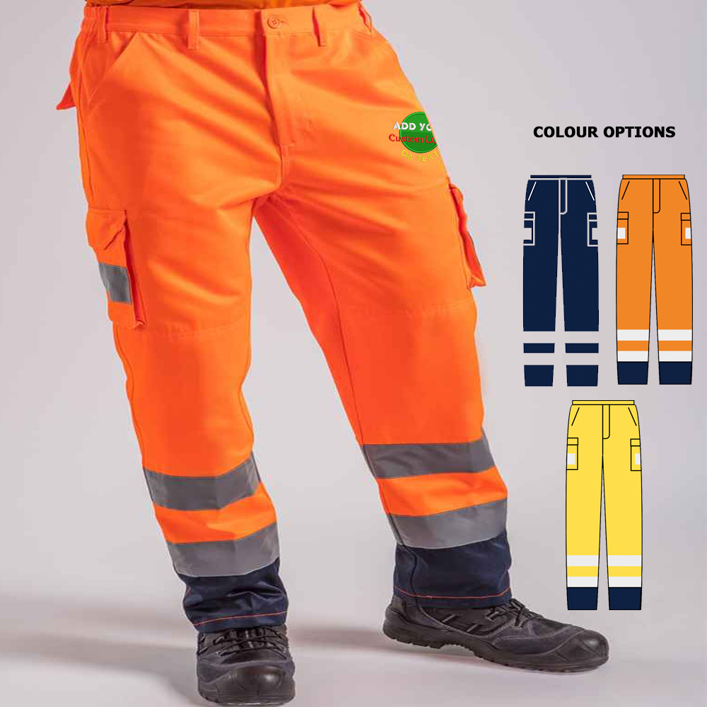 High Visibility Waterproof Cargo Trousers - Yellow | Orange | Navy