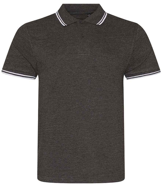 Polo Shirt Tipped Charcoal Grey / White