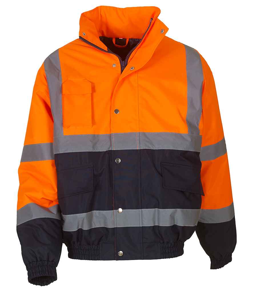 Hi-Vis Two Tone Bomber Jacket - Orange / black