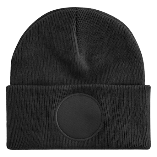 Beanie Woven with Circle Patch - With Front Centre Embroidery