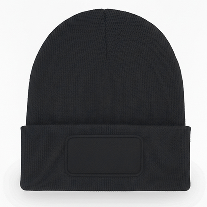 Beanie Woven with Rectangular Patch - With Front Centre Embroidery