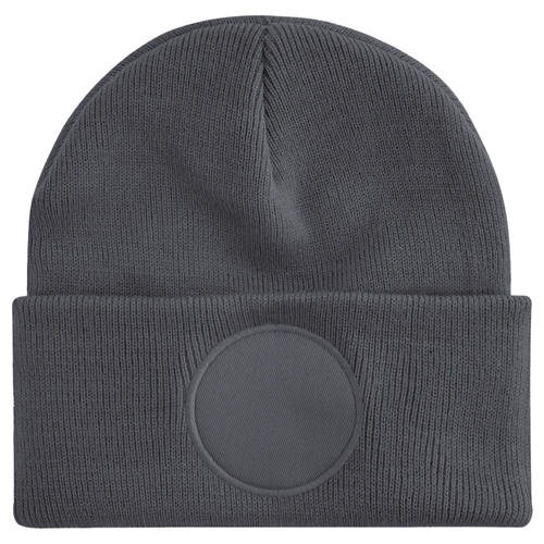 Beanie Woven with Circle Patch - With Front Centre Embroidery