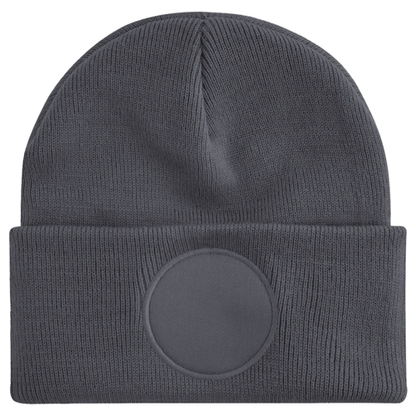 Beanie Woven with Circle Patch - With Front Centre Embroidery