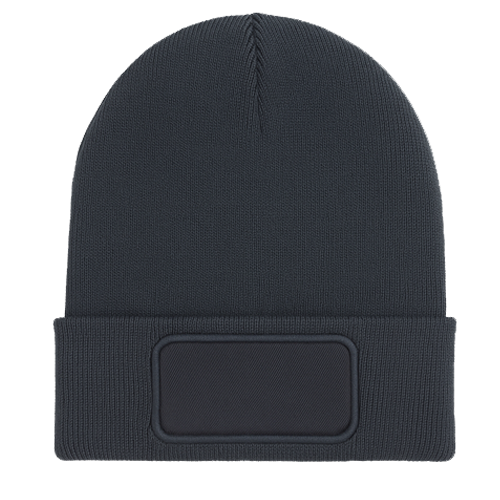 Beanie Woven with Rectangular Patch - With Front Centre Embroidery