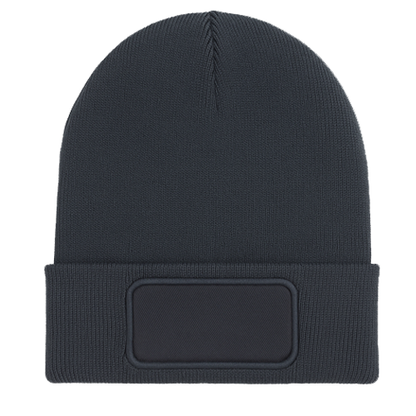 Beanie Woven with Rectangular Patch - With Front Centre Embroidery