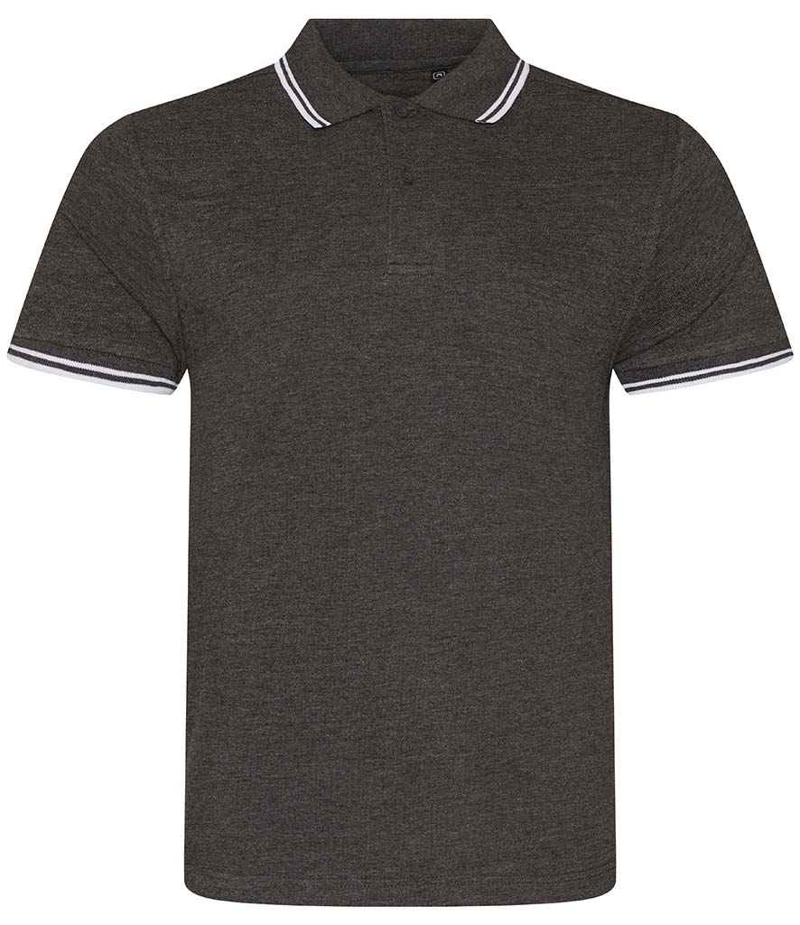 Polo Shirt Tipped Charcoal Grey / White