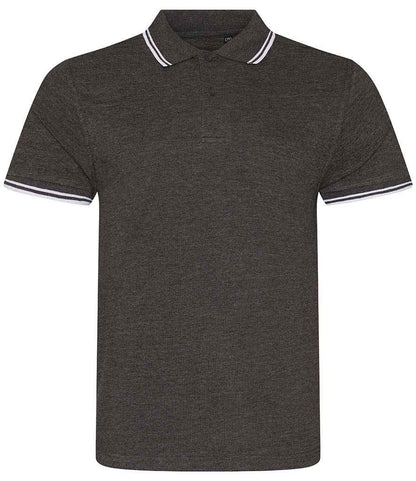Polo Shirt Tipped Charcoal Grey / White