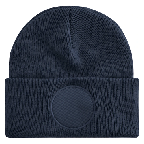 Beanie Woven with Circle Patch - With Front Centre Embroidery