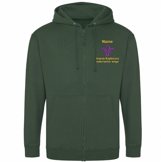 Icarus Explorers - ZIP UP Hoodie - Forest Green
