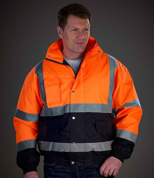Hi-Vis Two Tone Bomber Jacket - Orange / black