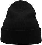 Beanie Black Woven - With Front Centre Embroidery