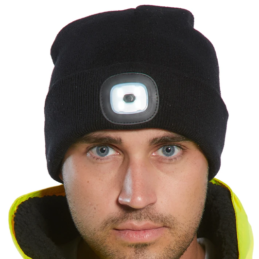 LED Head Light Beanie - With Front Embroidery (side of light)