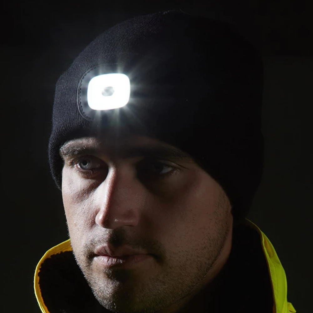 LED Head Light Beanie - With Front Embroidery (side of light)